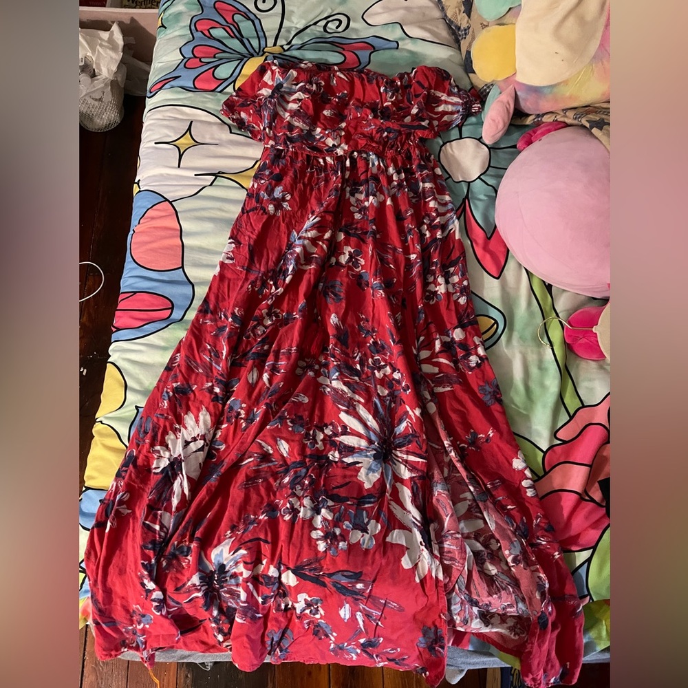 Red floral dress